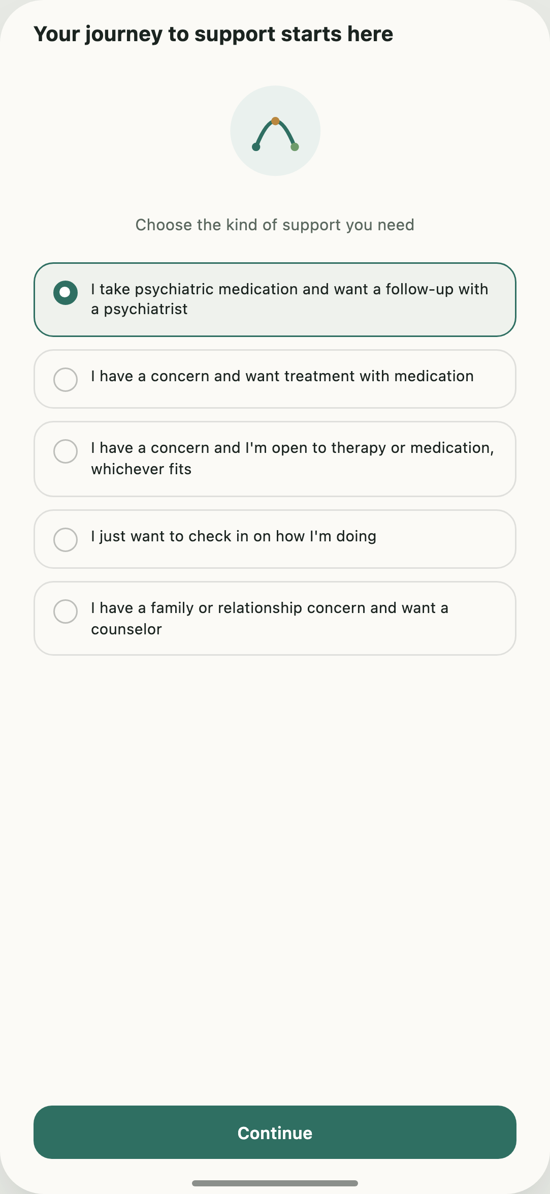 Mental Health Care Platform screen 1